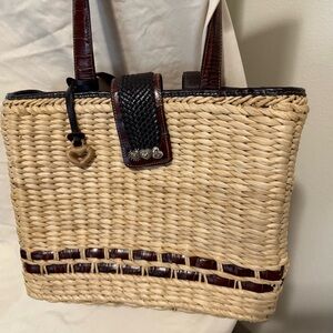 Brighton Woven Tote with Tan and Brown Accents